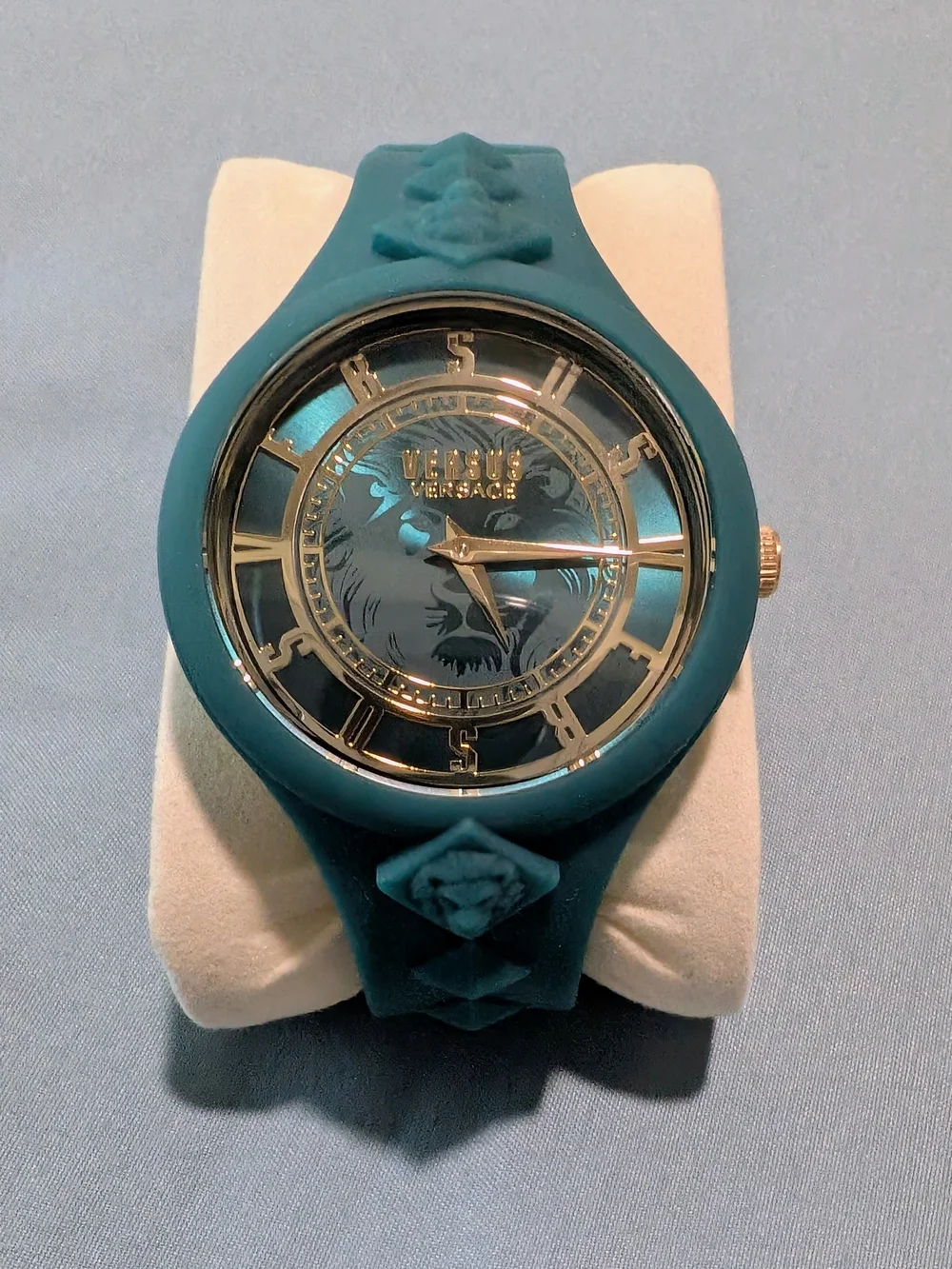 Versus Versace Teal Silicone Watch with Gold Backing